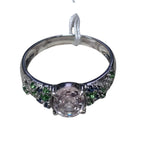 18KWG White Sapphire Emerald Diamond Lady Ring