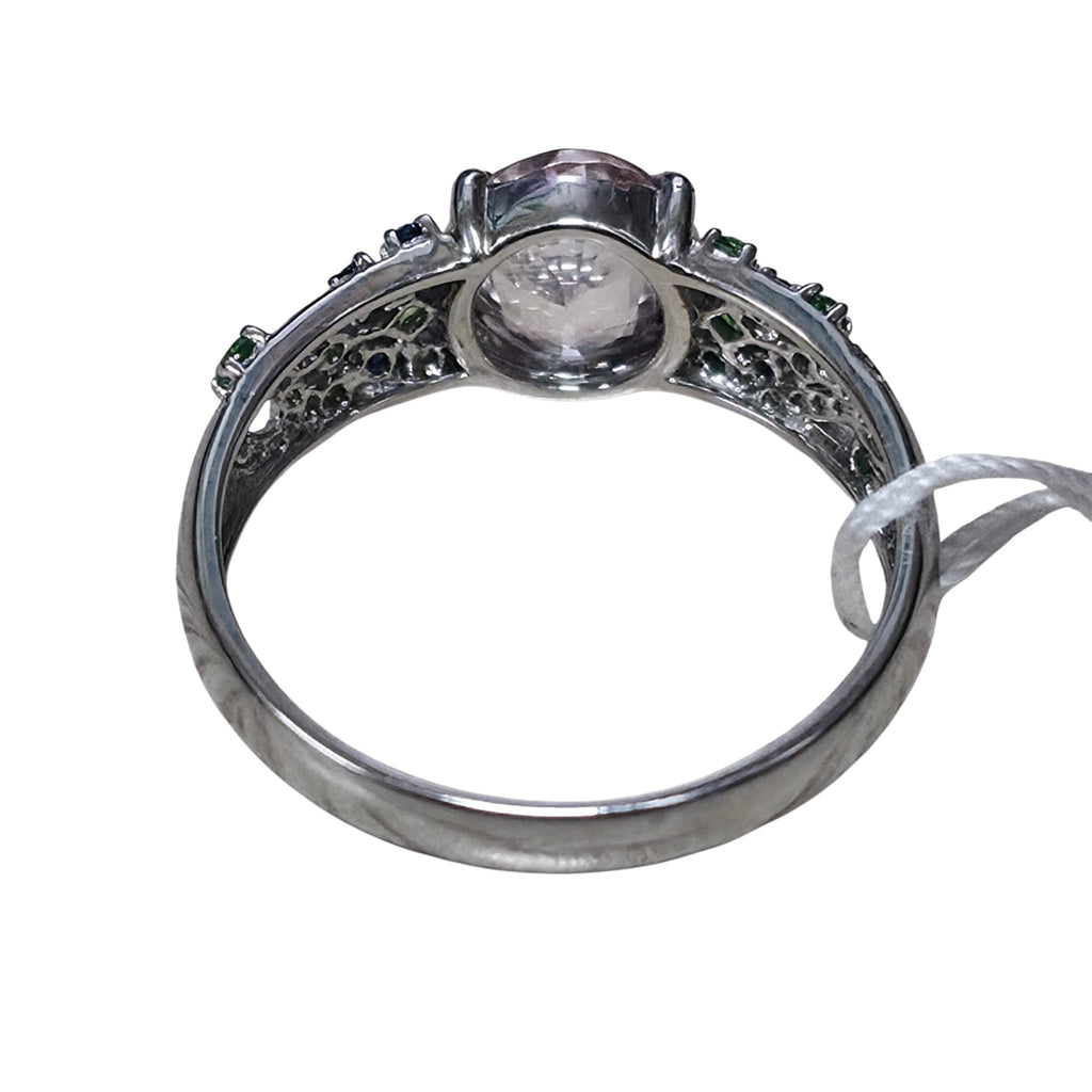18KWG White Sapphire Emerald Diamond Lady Ring