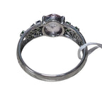 18KWG White Sapphire Emerald Diamond Lady Ring