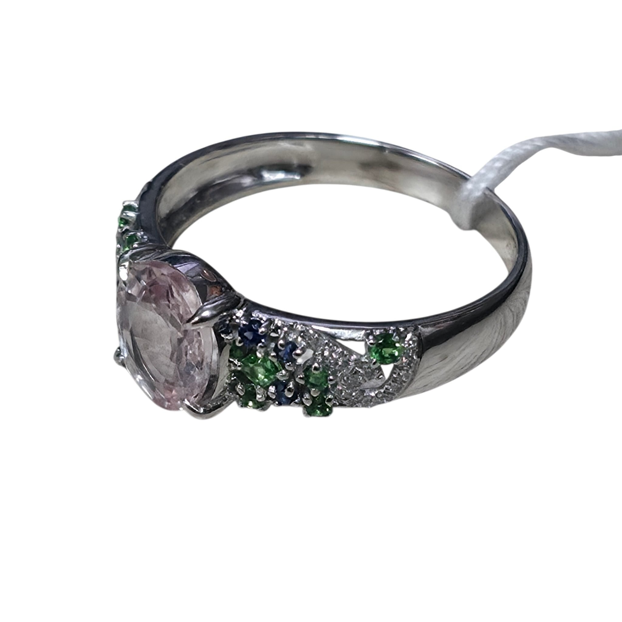 18KWG White Sapphire Emerald Diamond Lady Ring