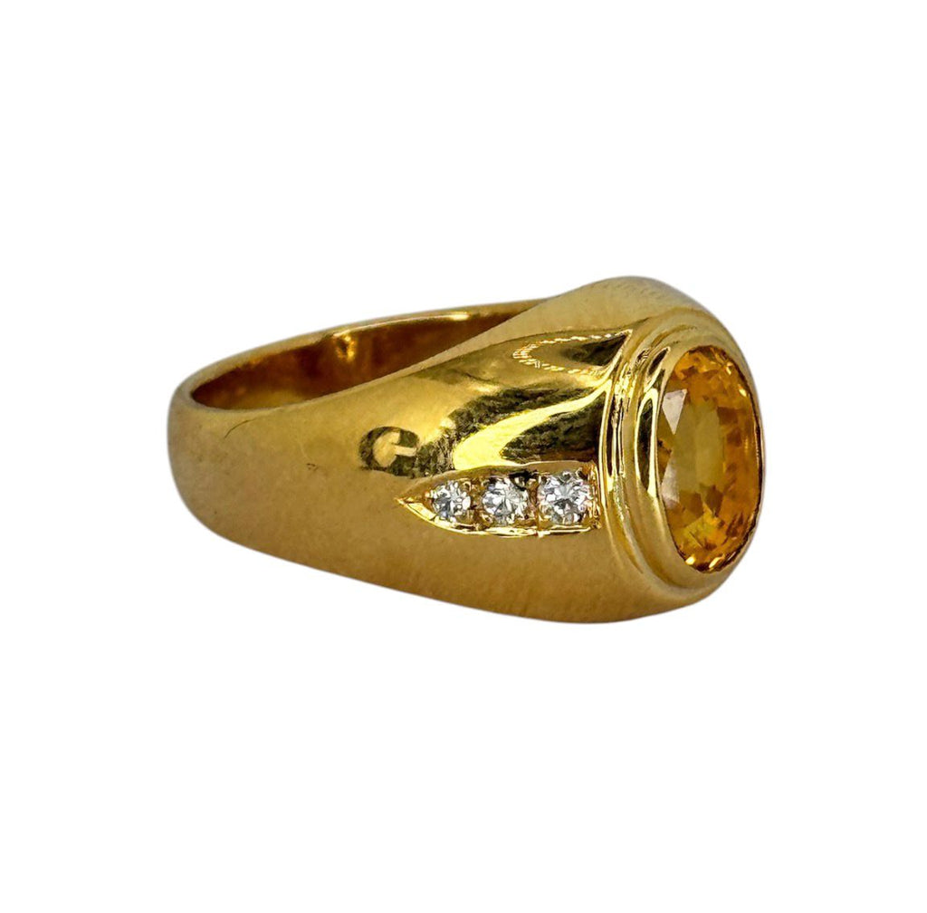 750YG Yellow Sapphire 2.5cts , Diamond Ring With Cert