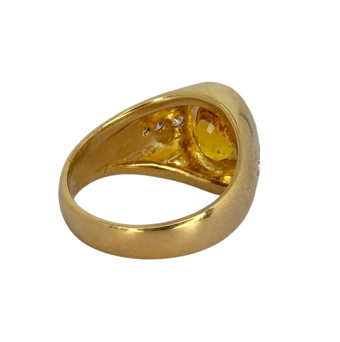 750YG Yellow Sapphire 2.5cts , Diamond Ring With Cert