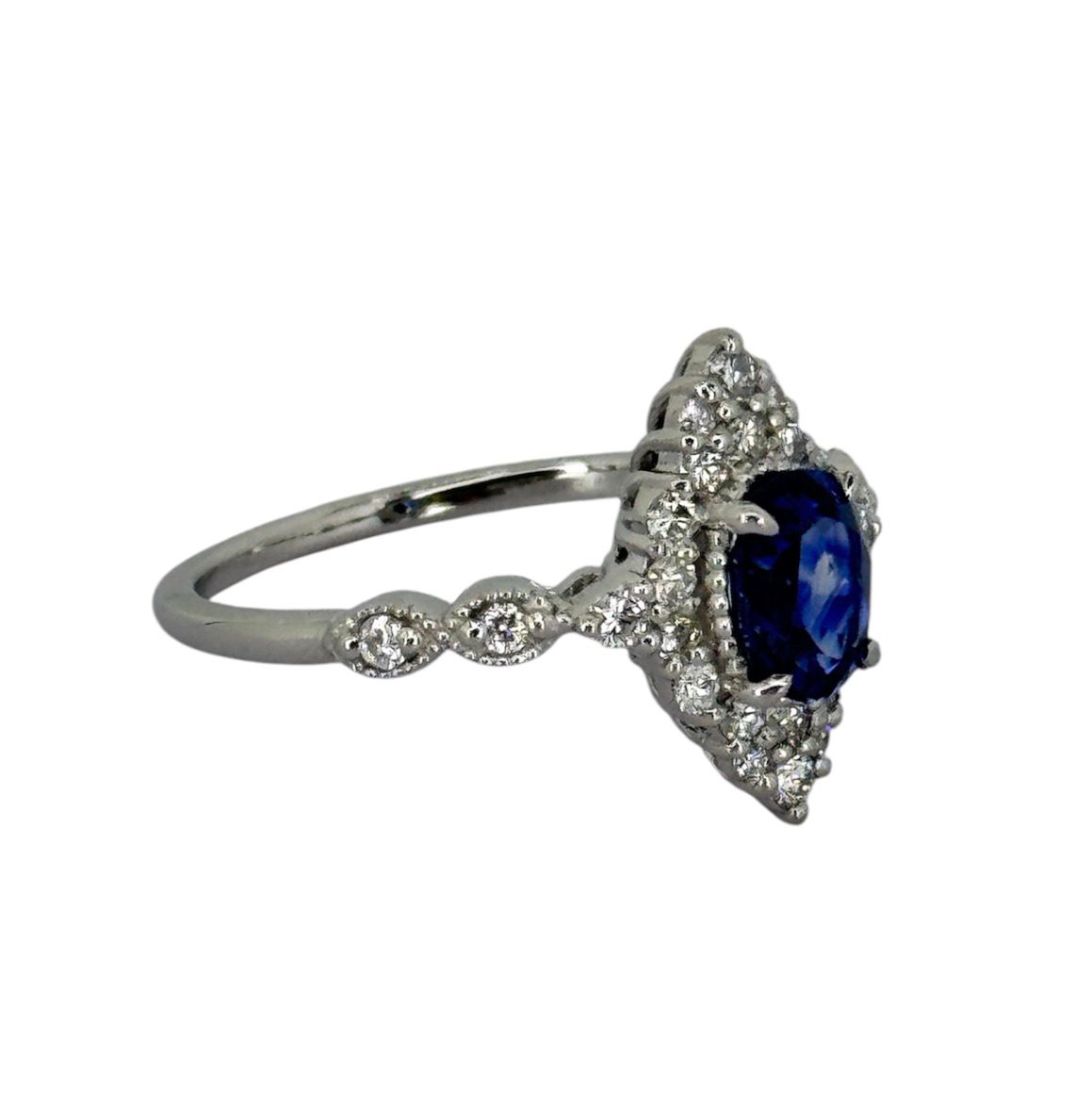PT900 Royal Blue Sapphire=0.98cts, Diamond=0.31cts Ring With Cert