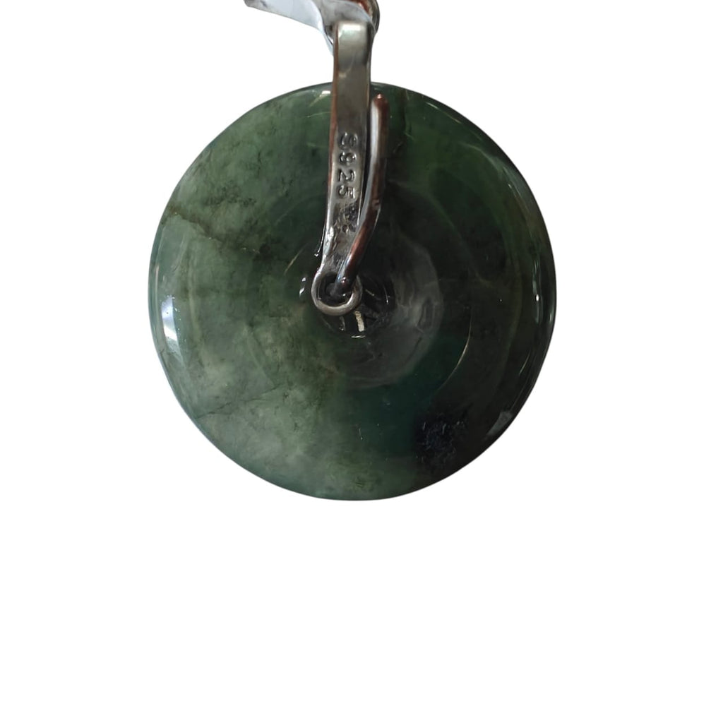 925 Silver Jade Ring Green Stone Pendant