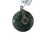 925 Silver Jade Ring Green Stone Pendant