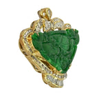 750YG Carved Foliage A Jade Diamond Pendant With Cert