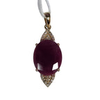 14KYG Unheat Ruby Diamond Pendant
