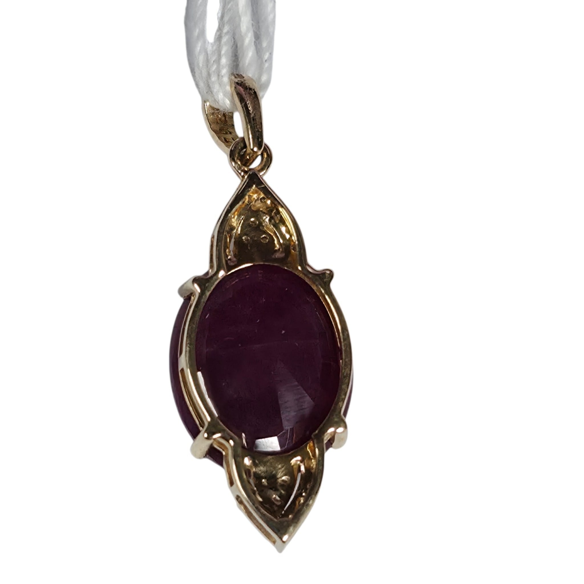 14KYG Unheat Ruby Diamond Pendant