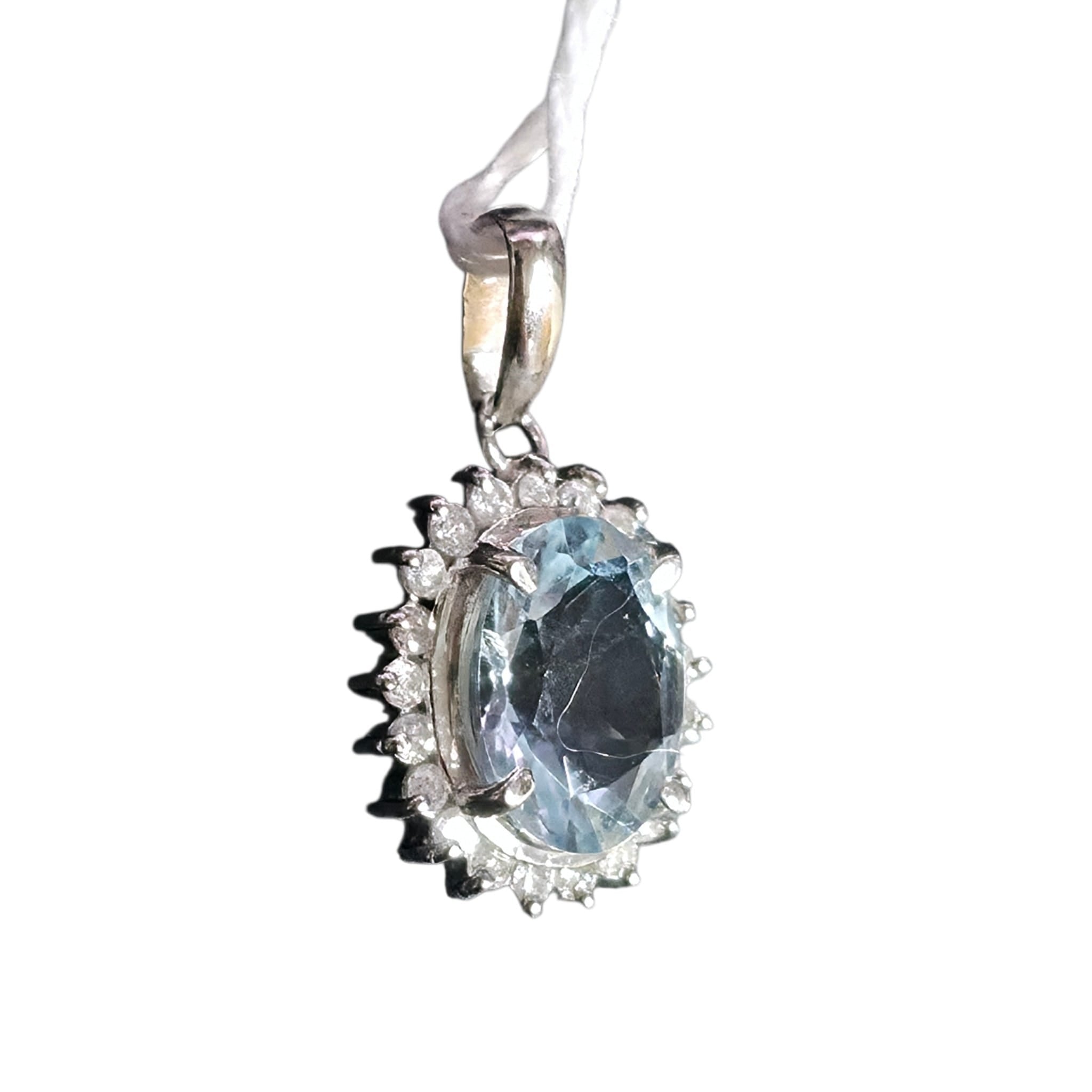 PT900 Aquamarine Diamond Pendant Secondary image