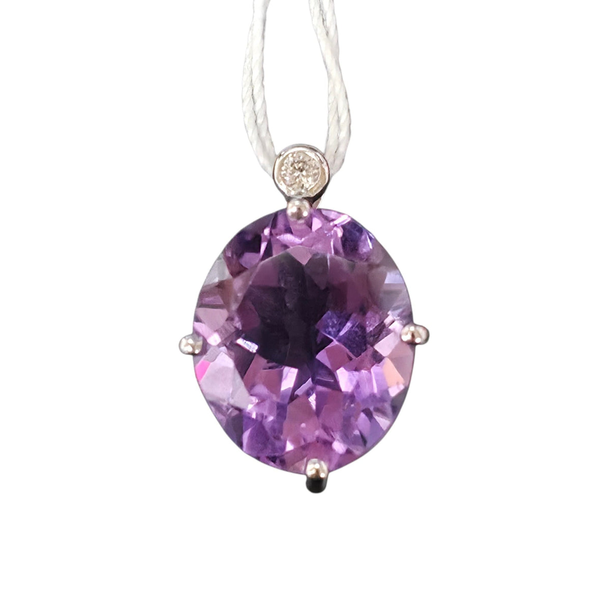 K18WG Amethyst Diamond Pendant Main image