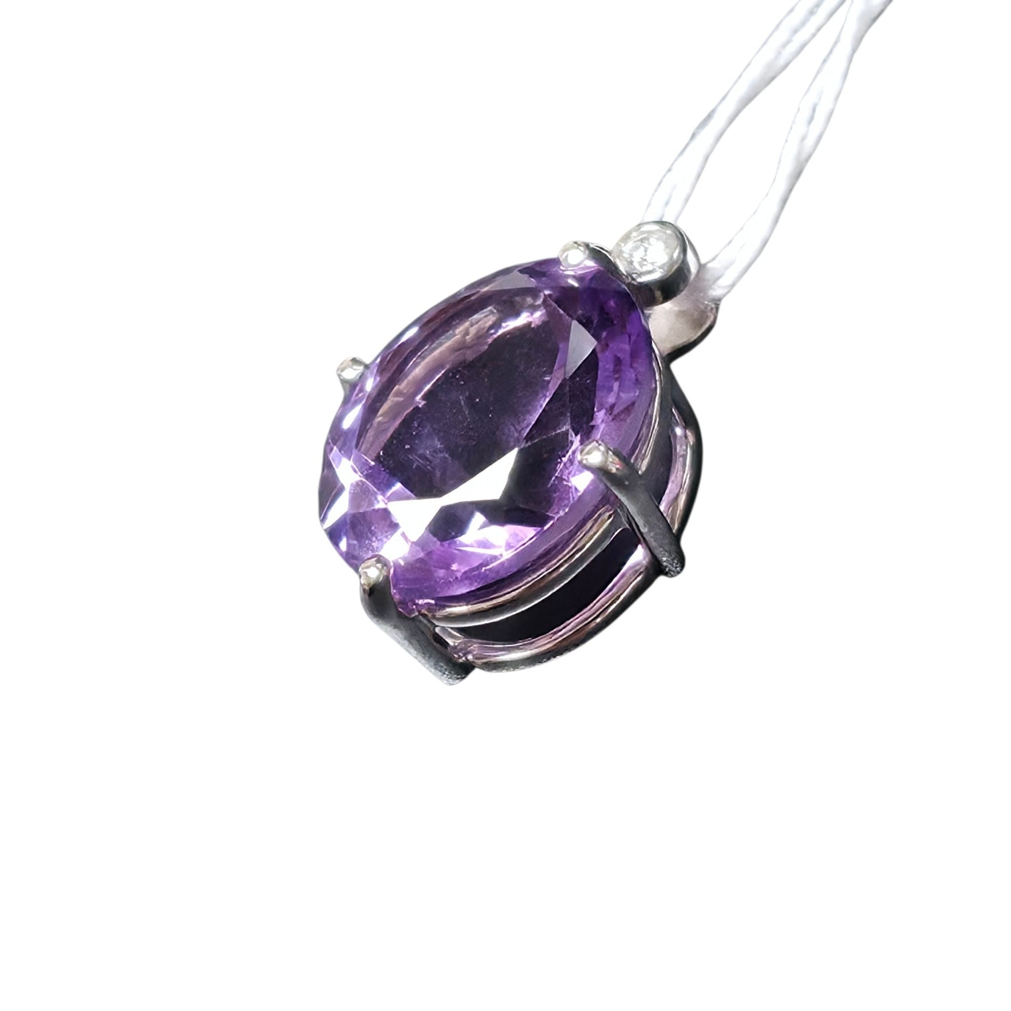 K18WG Amethyst Diamond Pendant Secondary image