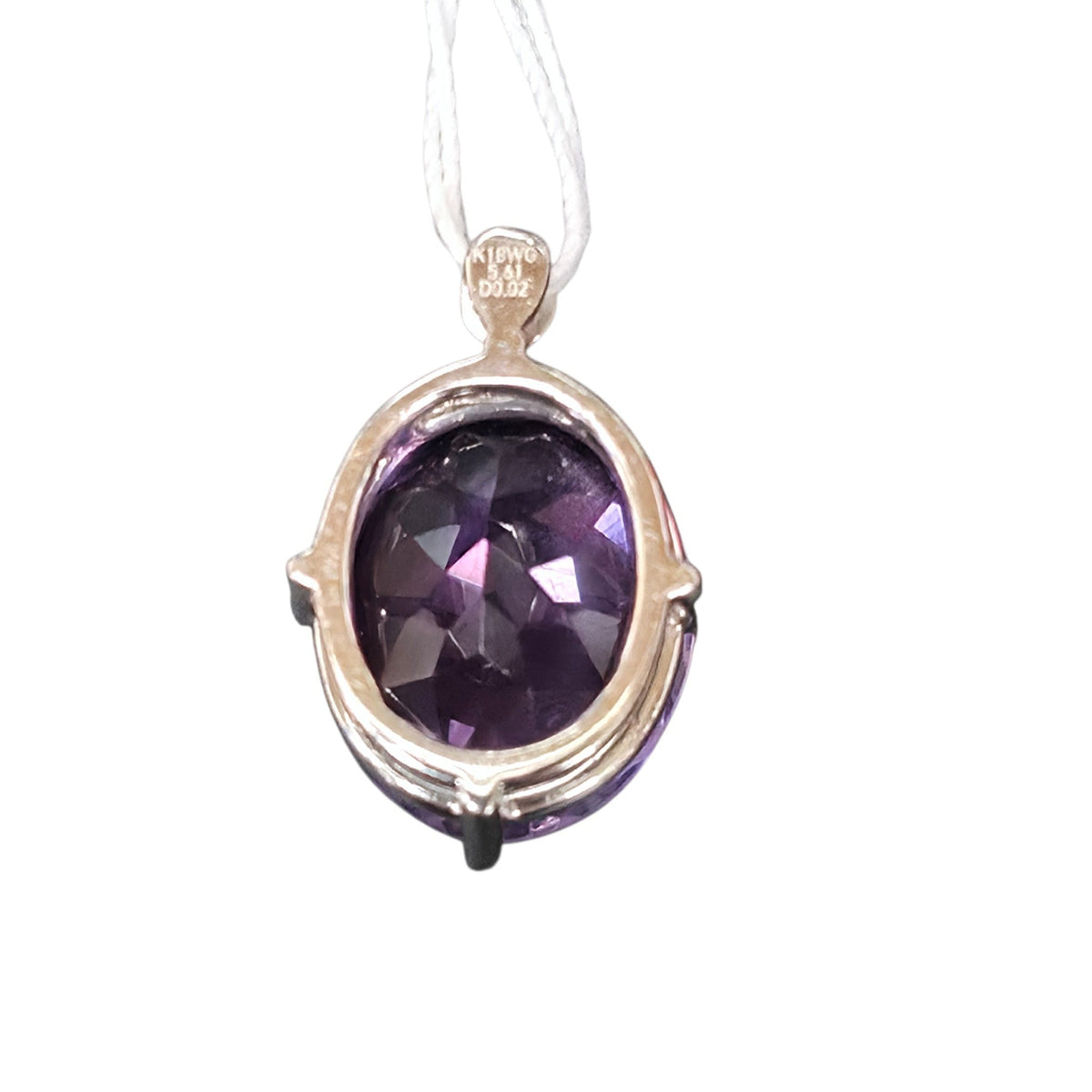 K18WG Amethyst Diamond Pendant