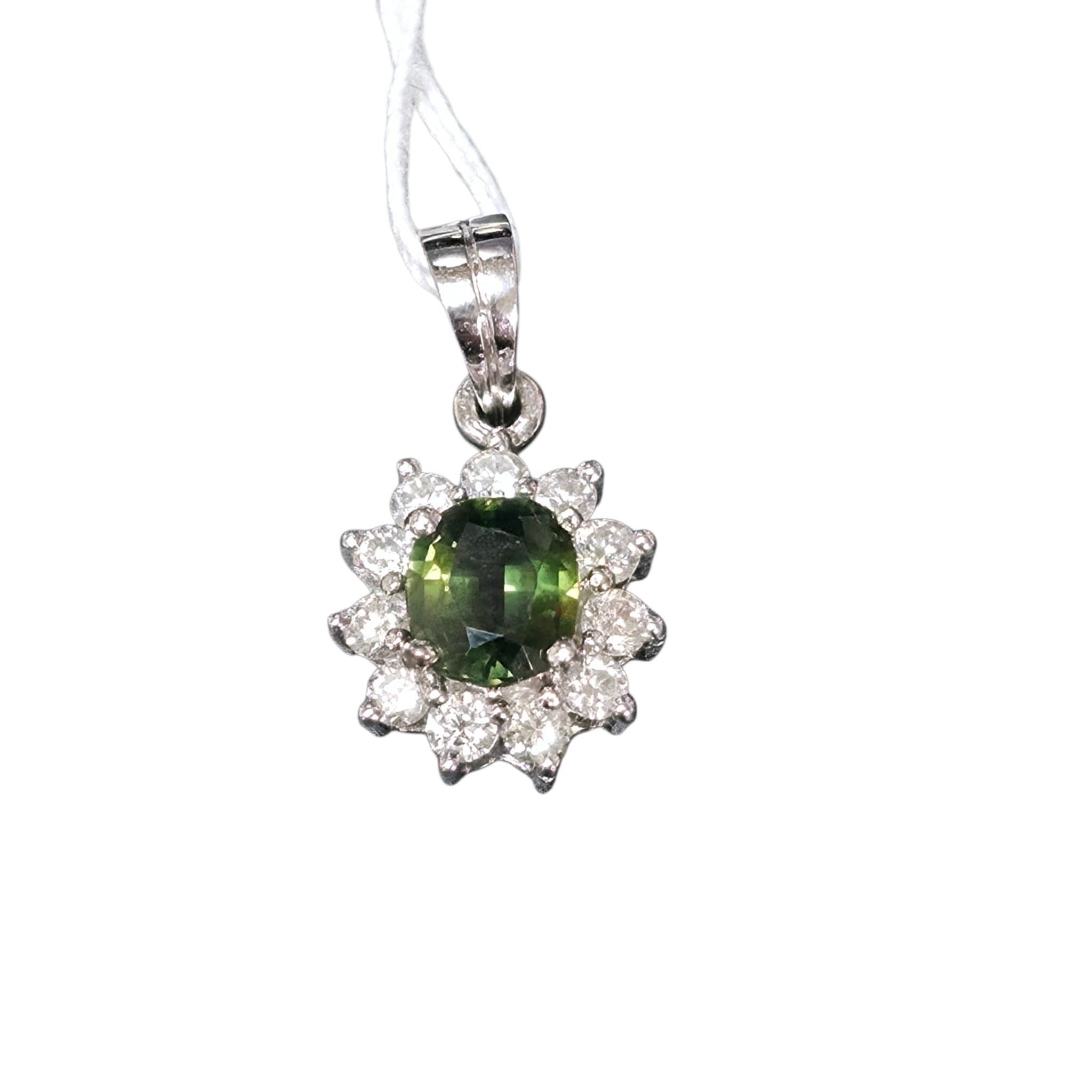 750WG Green Stone Diamond Pendant 1.9GM Main image