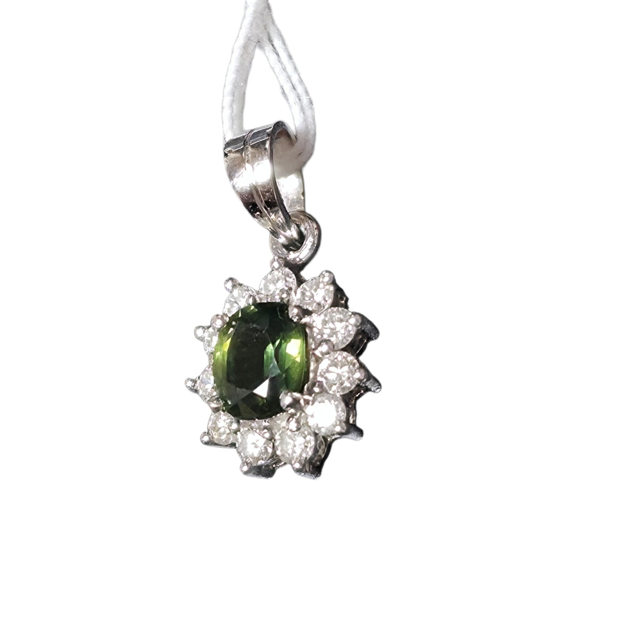 750WG Green Stone Diamond Pendant 1.9GM Secondary image