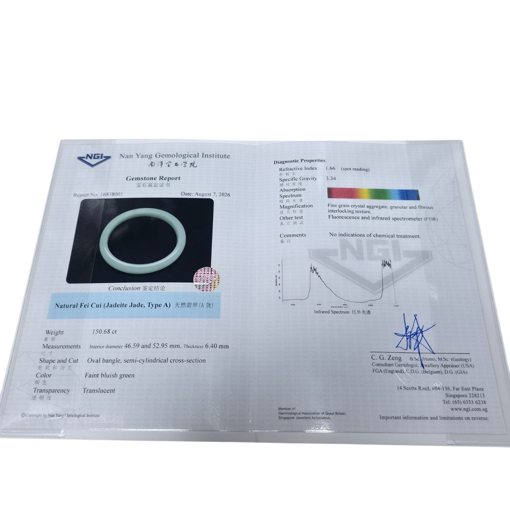 Natural Fei Cui Jade Bangle Oval