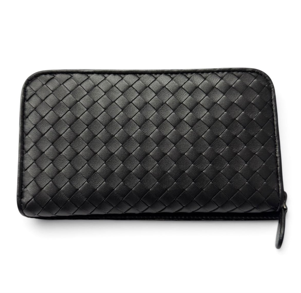 Bottega Veneta Intrecciato Zip Around Wallet , Black