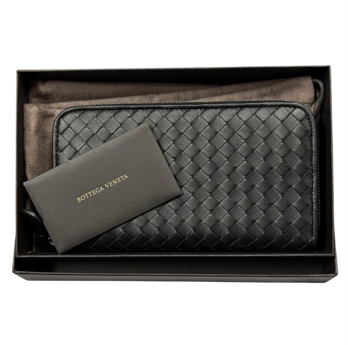 Bottega Veneta Intrecciato Zip Around Wallet , Black