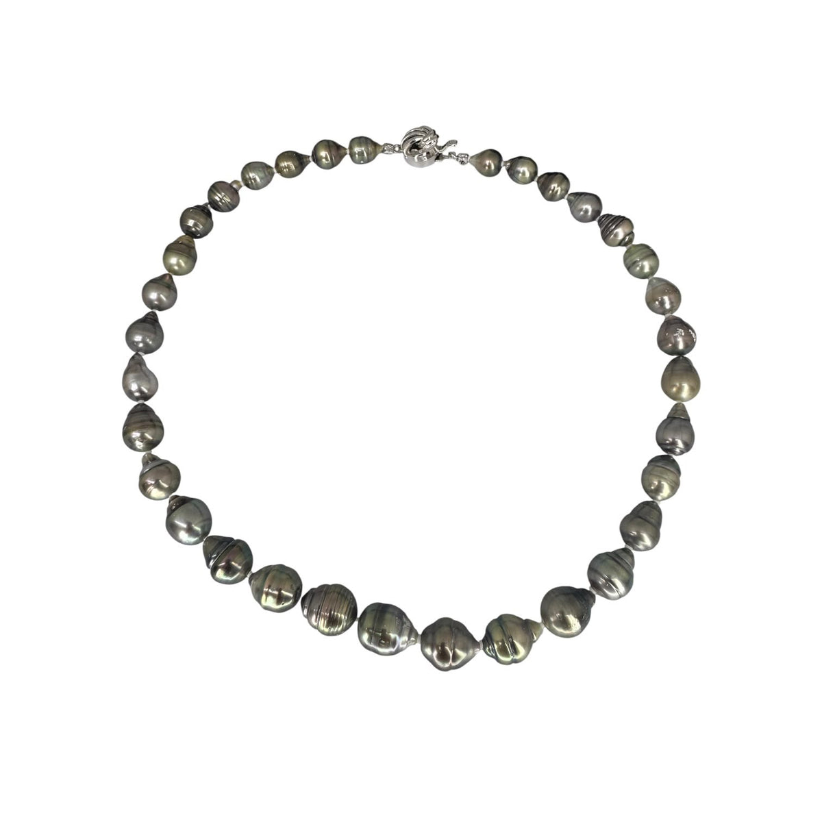 Black Baroque Pearl Necklace with Silver Clasp 43cm Main image