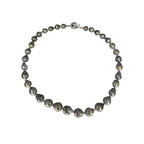 Black Baroque Pearl Necklace with Silver Clasp 43cm