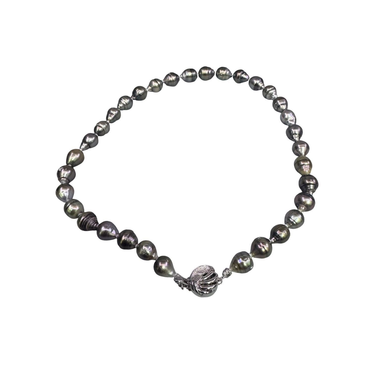 Black Baroque Pearl Necklace with Silver Clasp 43cm Secondary image