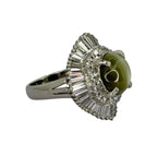 PT900 Chrysoberyl Cat Eye=4.61ct, Diamond=1.52cts Ring With Cert