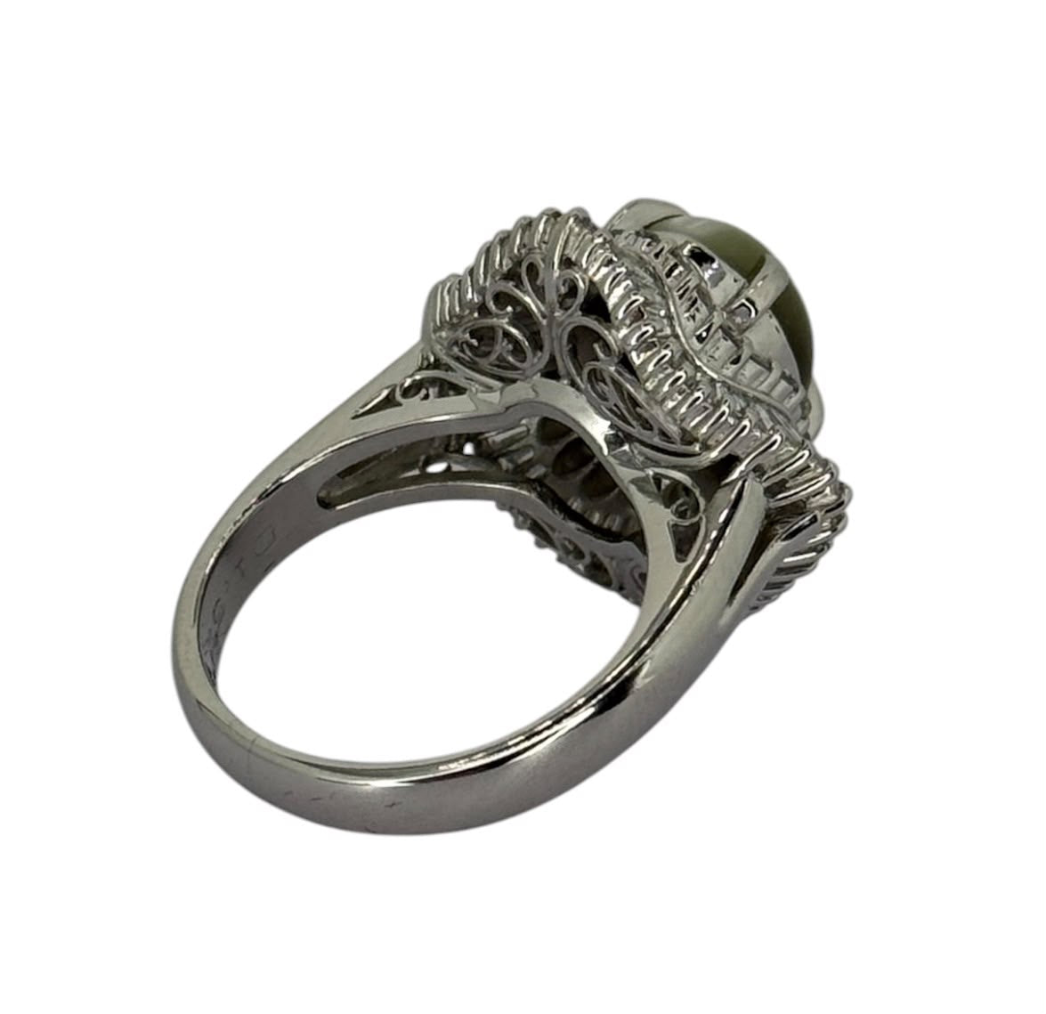 PT900 Chrysoberyl Cat Eye=4.61ct, Diamond=1.52cts Ring With Cert