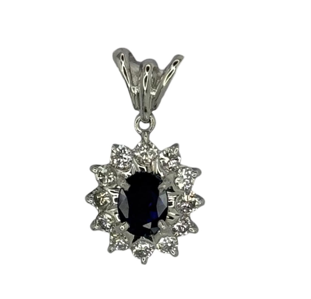 PT900 Blue Sapphire =0.70cts , Diamond 0.48Ct Pendant With Cert