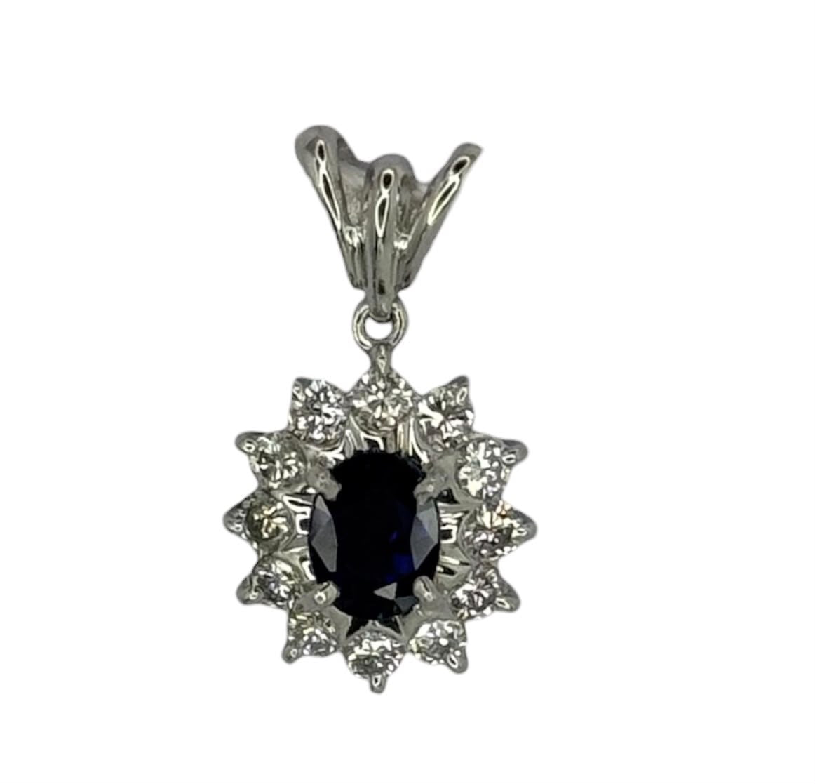 PT900 Blue Sapphire =0.70cts , Diamond 0.48Ct Pendant With Cert