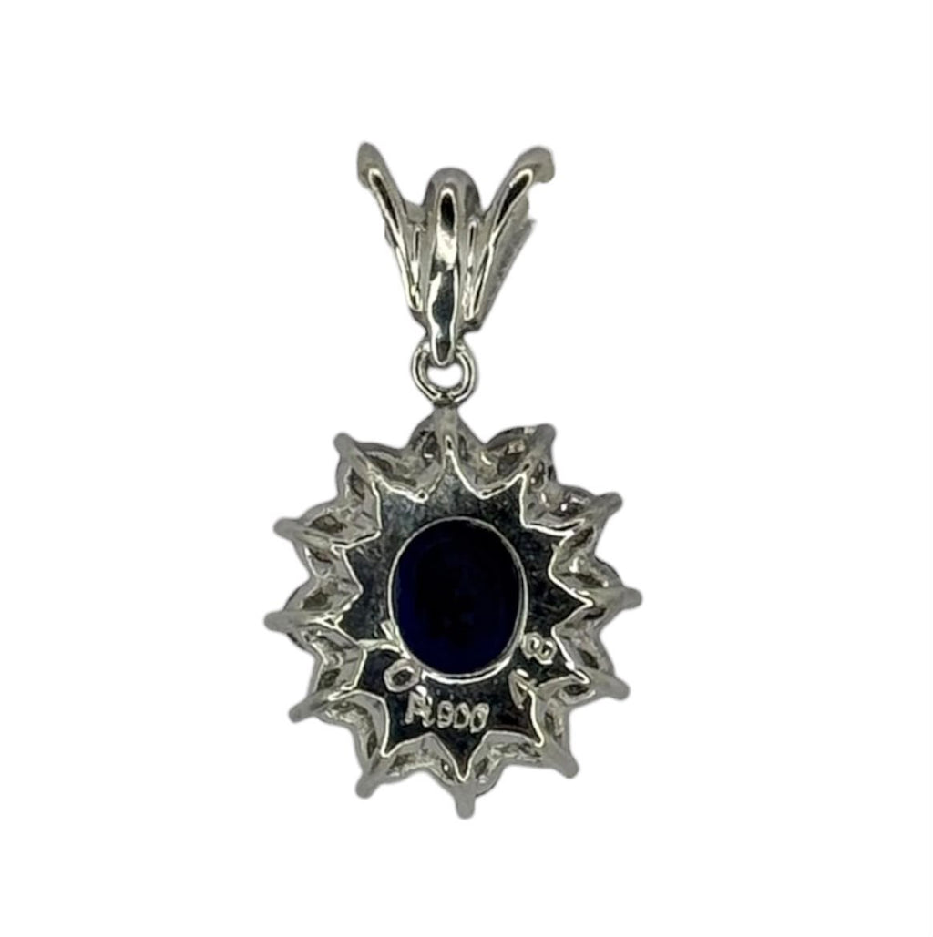 PT900 Blue Sapphire =0.70cts , Diamond 0.48Ct Pendant With Cert