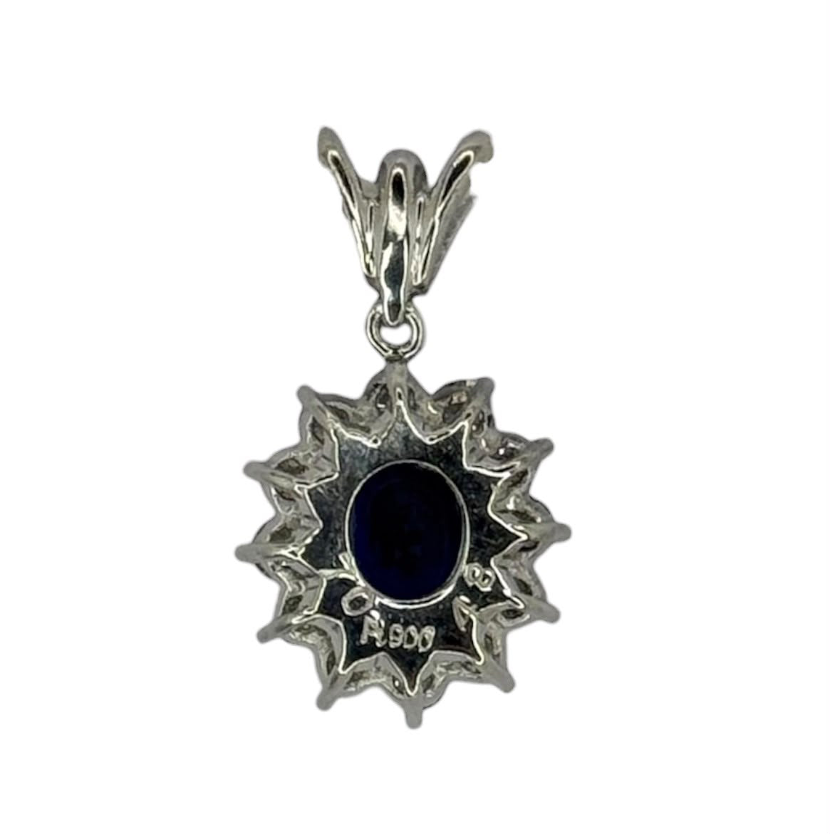 PT900 Blue Sapphire =0.70cts , Diamond 0.48Ct Pendant With Cert