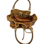 MCM Cognac Visetos Coated Canvas Drawstring bag