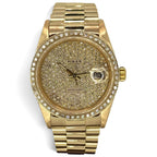 Rolex 16018 Datejust Full Gold Automatic Custom Diamond Dial and Bezel Watch , 36mm