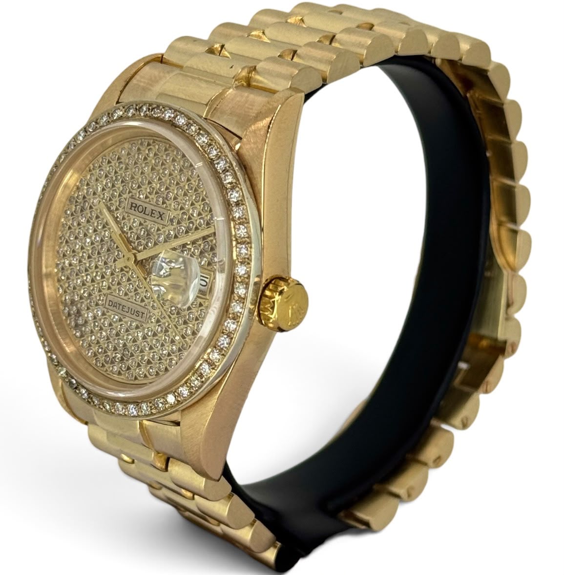 Rolex 16018 Datejust Full Gold Automatic Custom Diamond Dial and Bezel Watch , 36mm