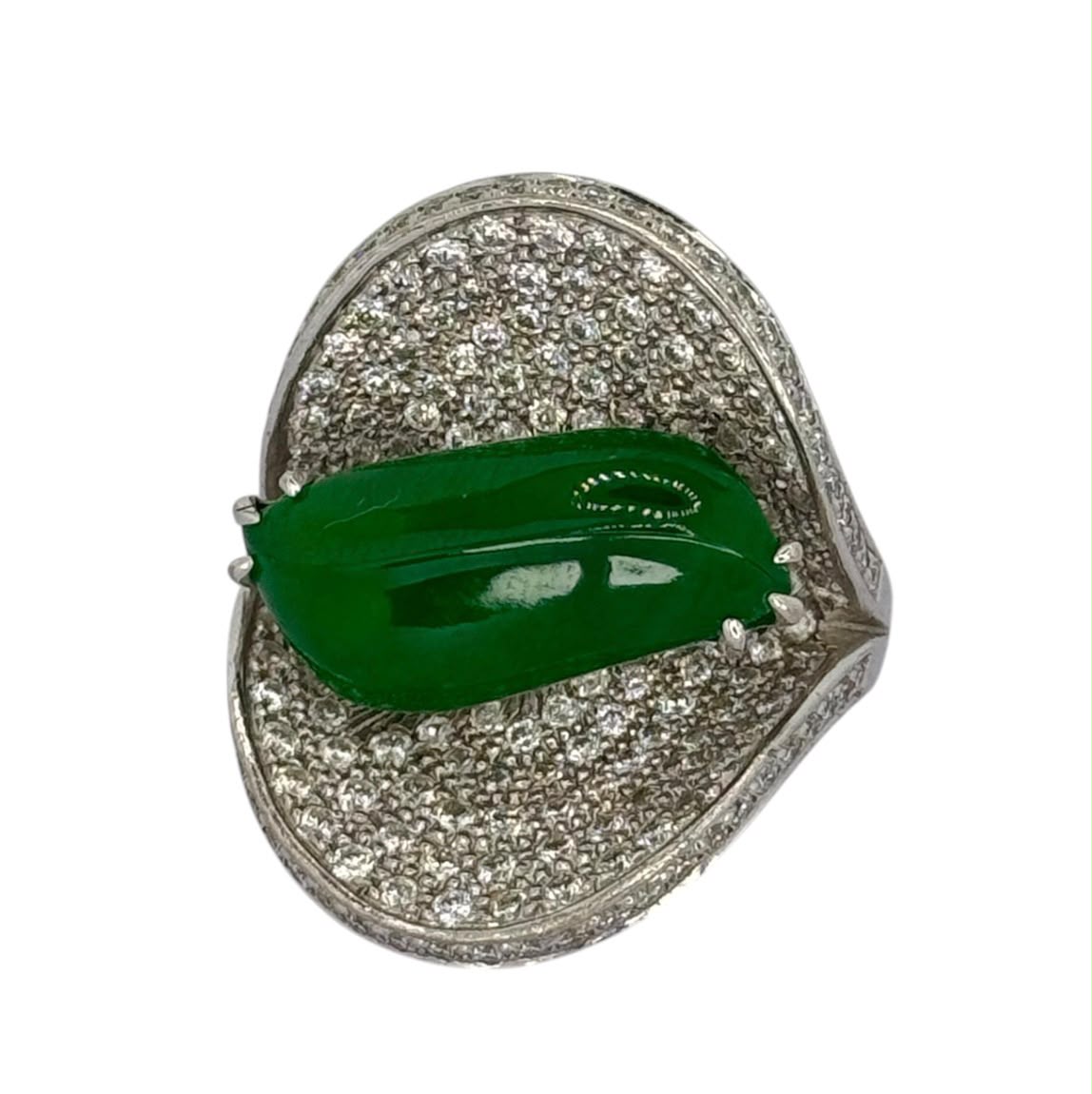 750WG Jadeite Jade Diamond Ring With Cert Main image