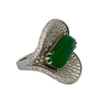 750WG Jadeite Jade Diamond Ring With Cert