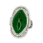 750WG Jadeite Jade Diamond 2in1 Ring/Pendant With Cert