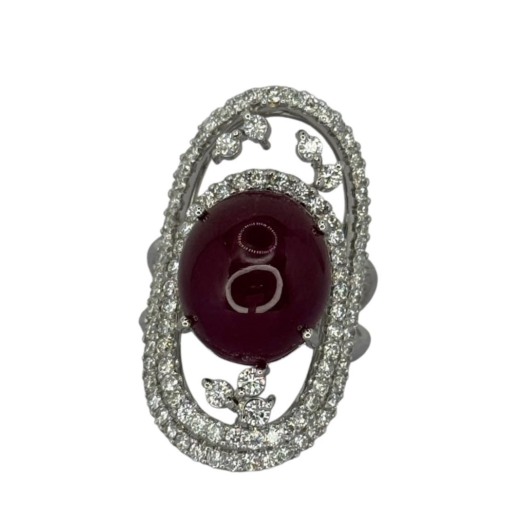 750WG Untreated Ruby Diamond Ring With Cert