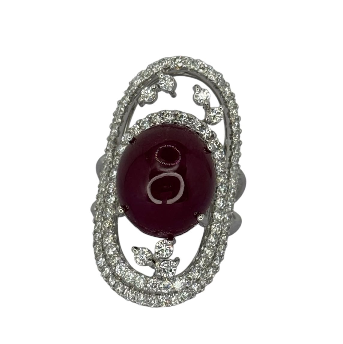 750WG Untreated Ruby Diamond Ring With Cert