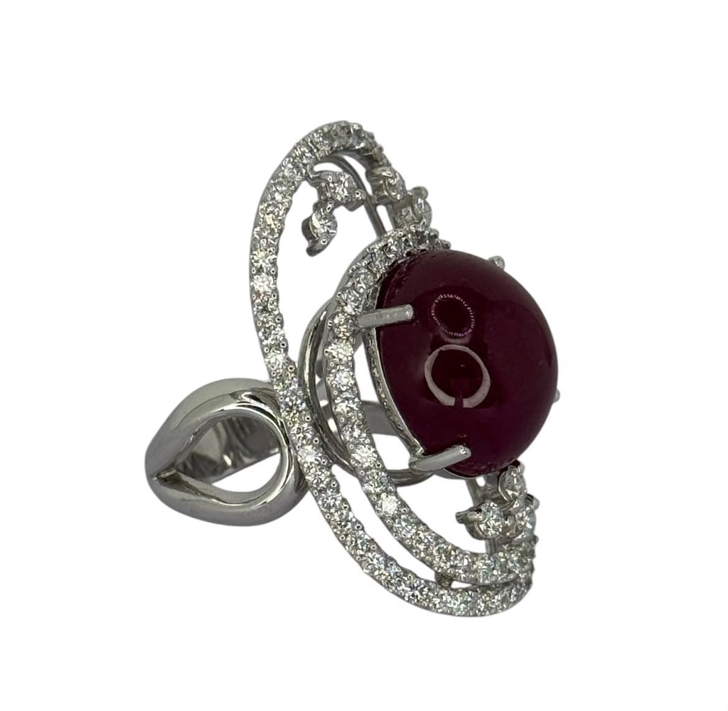 750WG Untreated Ruby Diamond Ring With Cert