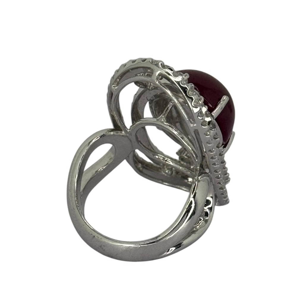 750WG Untreated Ruby Diamond Ring With Cert