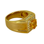 18KYG Yellow Sapphire=2.18ct , Diamond Men Ring With Cert