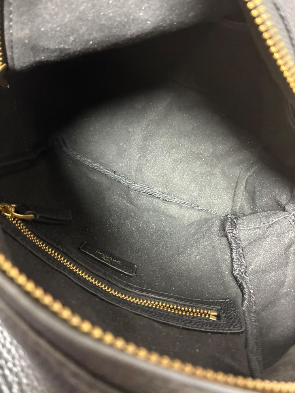 Oroton Lilly Small Backpack Black Pebbled Leather