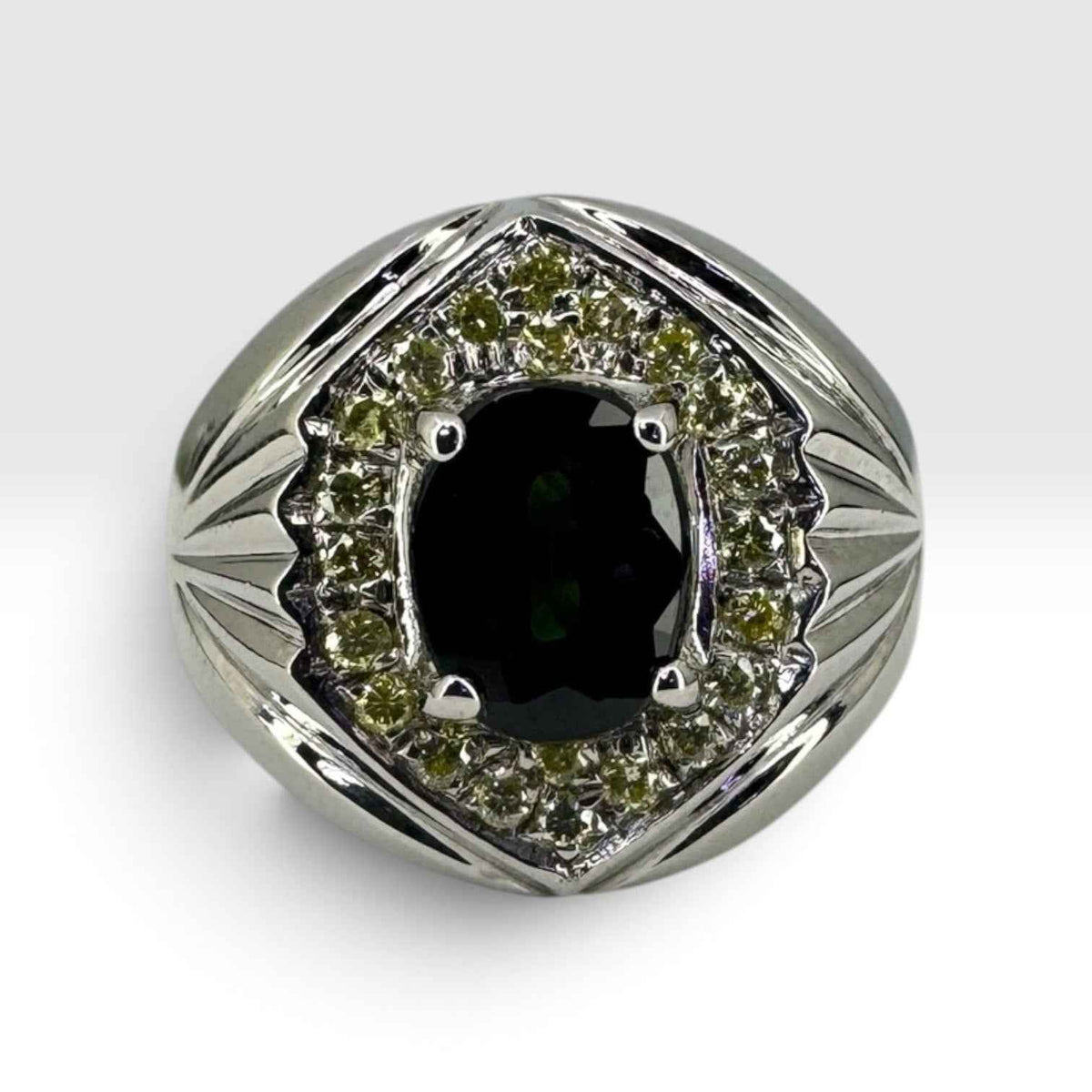 Sapphire Diamond Ring 750 White Gold 7.7gm