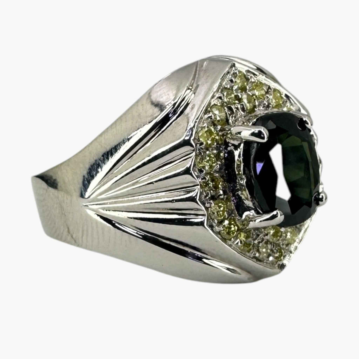 Sapphire Diamond Ring 750 White Gold 7.7gm