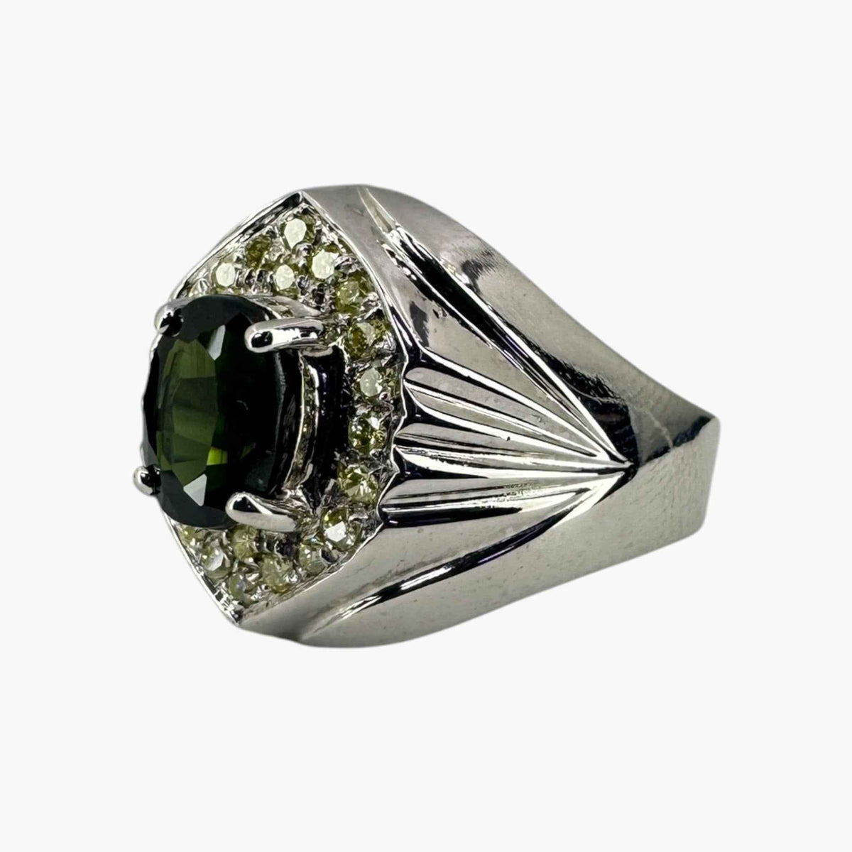 Sapphire Diamond Ring 750 White Gold 7.7gm