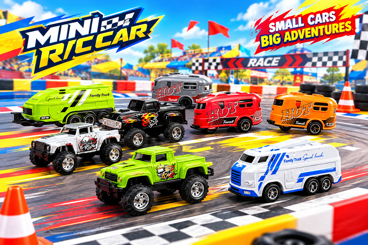 Mini Remote-Controlled Diecast 4WD with Trailer