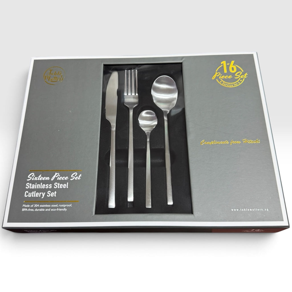 Table Matters  KN-6131- Cubic 16 Piece Stainless Steel Cutlery Set Matt Silver