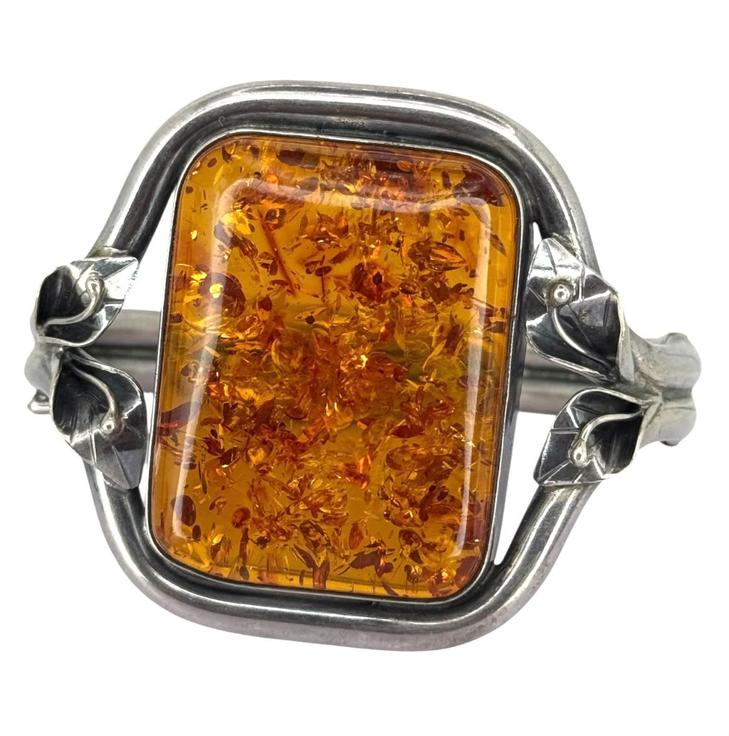 S925 Silver Amber Bangle