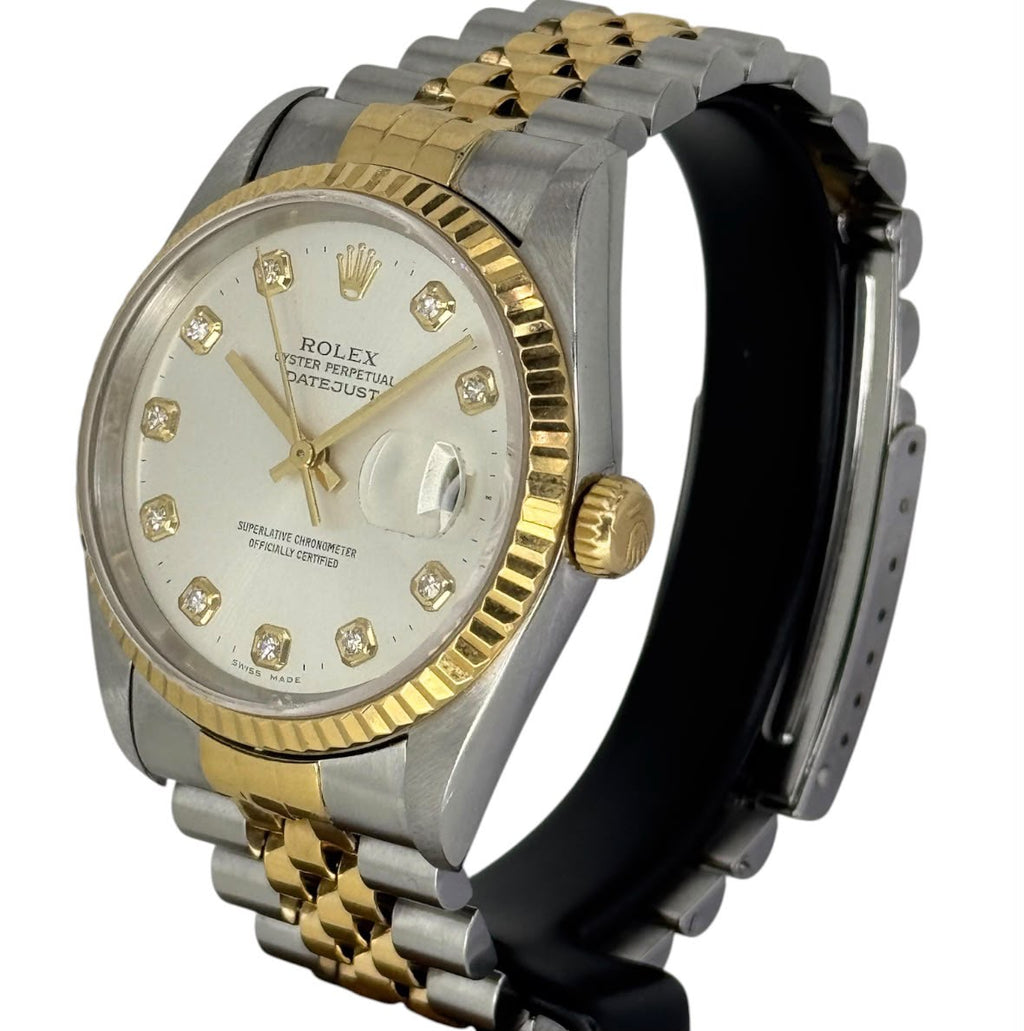 Rolex 16233 Datejust Half Gold Automatic Diamond Index Watch, 36mm