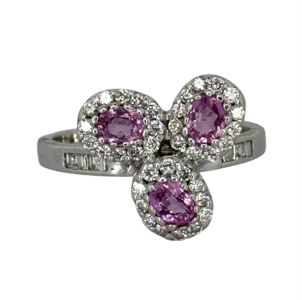 18KWG Pink Sapp Diamond Ring